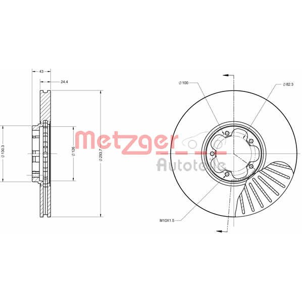 Слика на Кочионен диск METZGER Coated 6110405