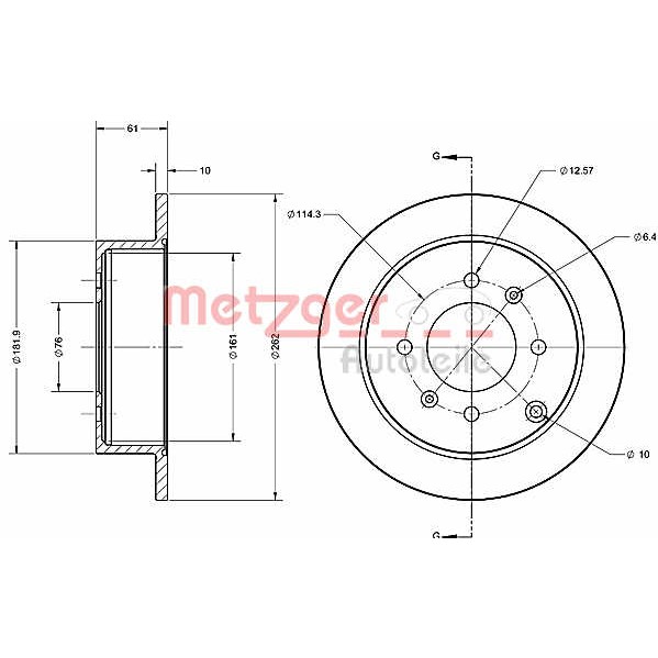 Слика на Кочионен диск METZGER Coated 6110464