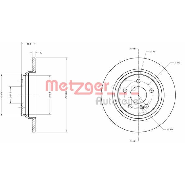 Слика на кочионен диск METZGER Coated 6110489 за Mercedes S-class Saloon (w221) S 350 CDI - 235 коњи дизел