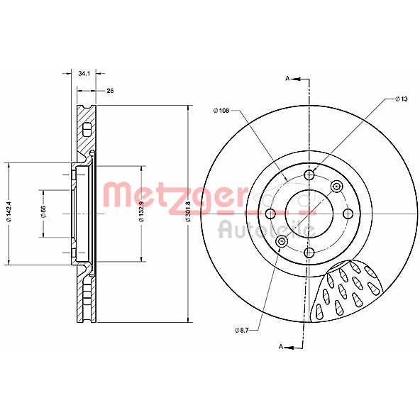 Слика на Кочионен диск METZGER Coated 6110513