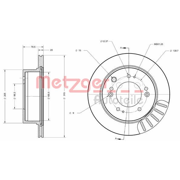 Слика на Кочионен диск METZGER Coated 6110582