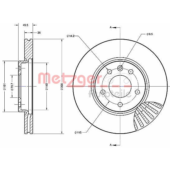 Слика на Кочионен диск METZGER Coated 6110583