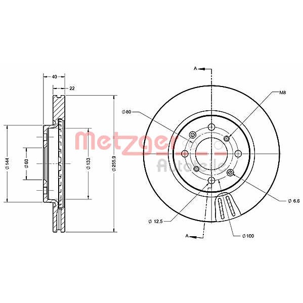 Слика на Кочионен диск METZGER Coated 6110603