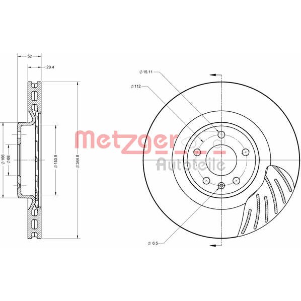 Слика на Кочионен диск METZGER Coated 6110613