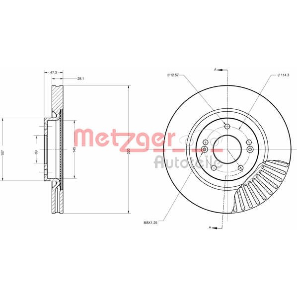 Слика на Кочионен диск METZGER Coated 6110695