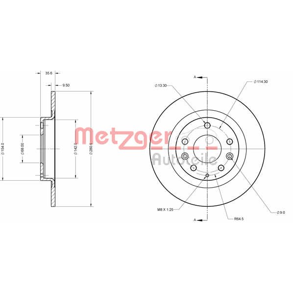 Слика на кочионен диск METZGER Coated 6110756 за Mazda CX-3 (DK) 1.5 D AWD - 105 коњи дизел