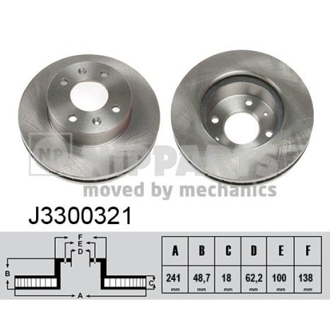 Слика на кочионен диск NIPPARTS J3300321 за Hyundai i10 1.1 - 65 коњи бензин