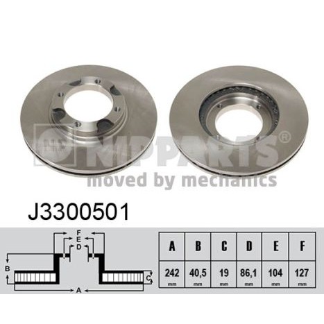 Слика на кочионен диск NIPPARTS J3300501 за Hyundai Excel (X-2) 1.5 i - 83 коњи бензин