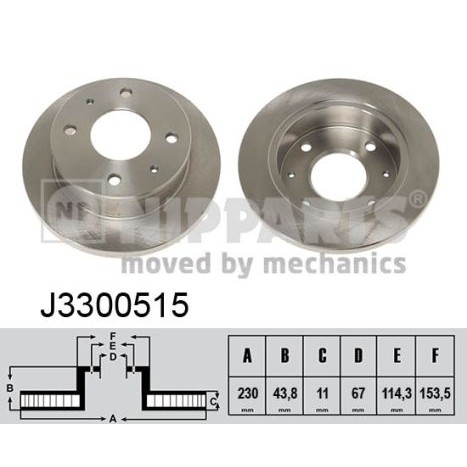 Слика на кочионен диск NIPPARTS J3300515 за Hyundai Atos (MX) 1.1 - 58 коњи бензин