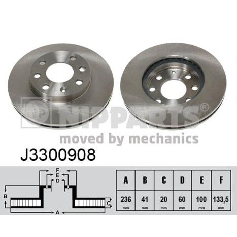 Слика на кочионен диск NIPPARTS J3300908 за Opel Astra F Hatchback 1.4 - 82 коњи бензин