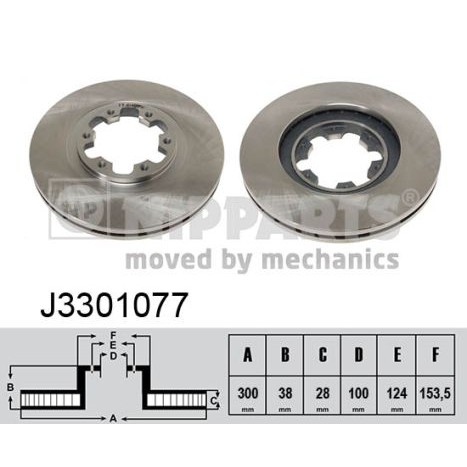 Слика на кочионен диск NIPPARTS J3301077 за Nissan Pick up (D22) 2.5 D 4WD - 83 коњи дизел