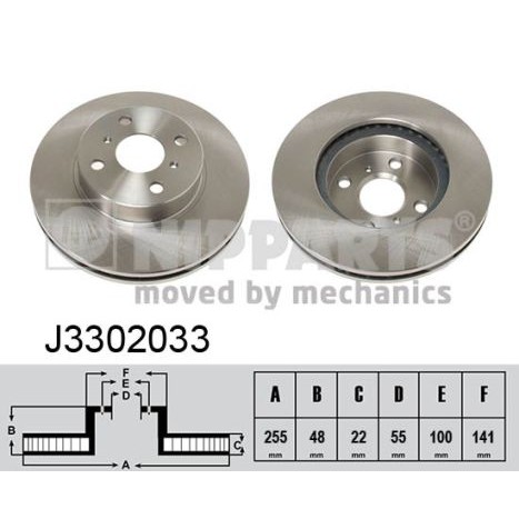 Слика на кочионен диск NIPPARTS J3302033 за Toyota Corolla Sedan (E11) 1.6 16V (ZZE112_) - 110 коњи бензин