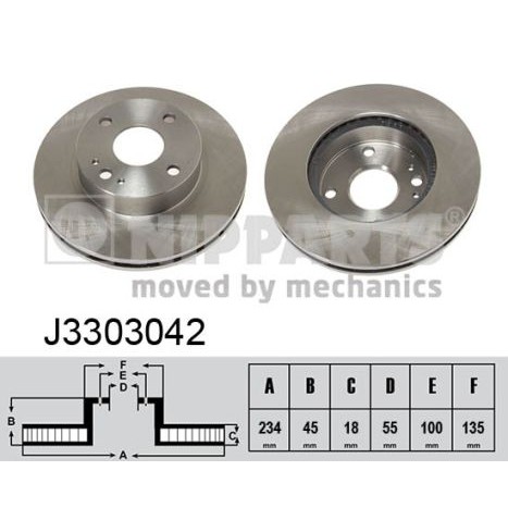 Слика на кочионен диск NIPPARTS J3303042 за Mazda MX-5 (NA) 1.6 - 115 коњи бензин