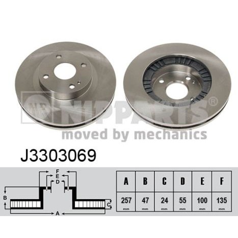 Слика на кочионен диск NIPPARTS J3303069 за Mazda 323 F (BJ) 1.6 - 98 коњи бензин