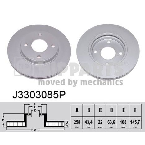 Слика на кочионен диск NIPPARTS J3303085P за Ford Courier BOX JV D 1.8 - 60 коњи дизел