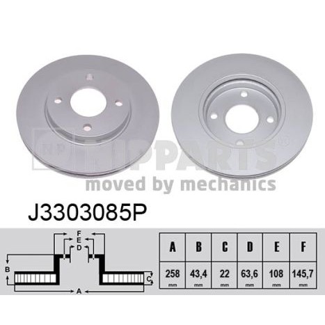 Слика на кочионен диск NIPPARTS J3303085P за Mazda 2 Hatchback (DY) 1.4 - 80 коњи бензин
