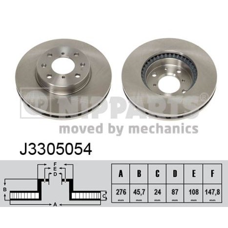 Слика на кочионен диск NIPPARTS J3305054 за Mitsubishi Shogun (V3,V2,V4 W) 2.8 TD (V46W) - 125 коњи дизел