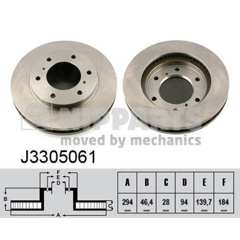 Слика на кочионен диск NIPPARTS J3305061 за Mitsubishi Pajero Sport (KG,KH) 2.5 DI-D - 178 коњи дизел