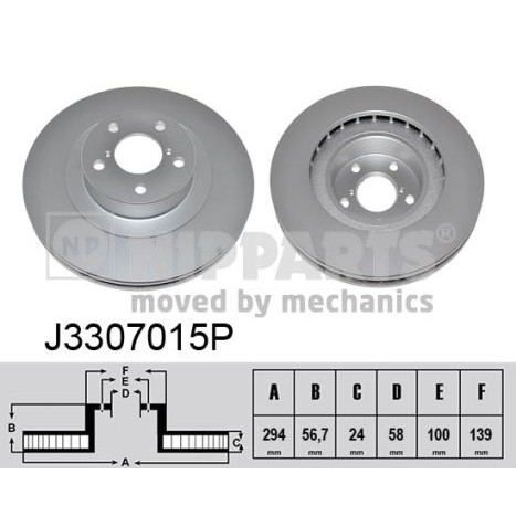 Слика на кочионен диск NIPPARTS J3307015P за Subaru Outback (BM,BR) 2.0 D - 150 коњи дизел