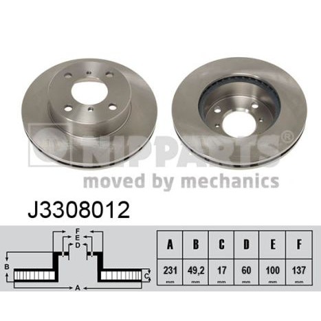 Слика на Кочионен диск NIPPARTS J3308012