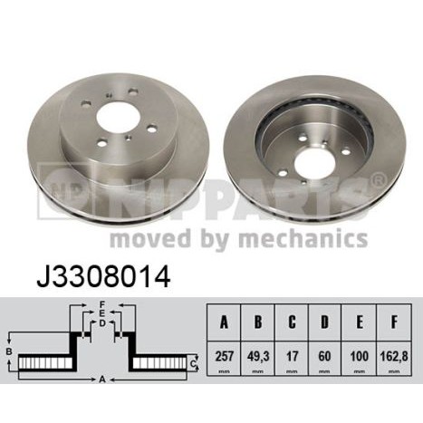 Слика на кочионен диск NIPPARTS J3308014 за Suzuki Ignis (FH) 1.3 - 83 коњи бензин