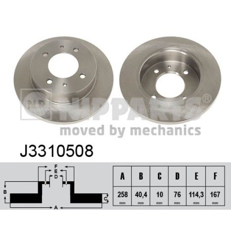 Слика на кочионен диск NIPPARTS J3310508 за Hyundai Coupe (GK) 2.7 V6 - 165 коњи бензин