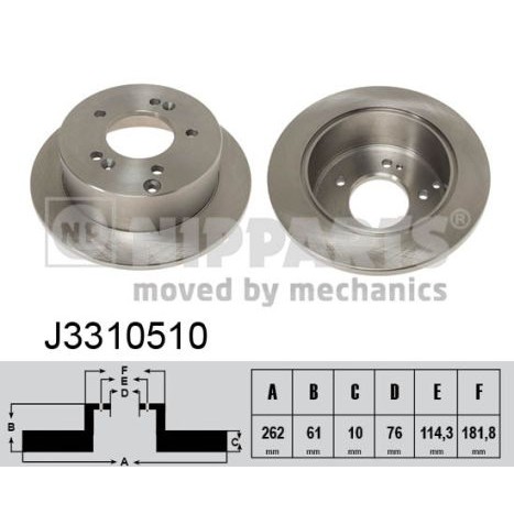 Слика на кочионен диск NIPPARTS J3310510 за Hyundai Grandeur (TG) 3.3 - 260 коњи бензин