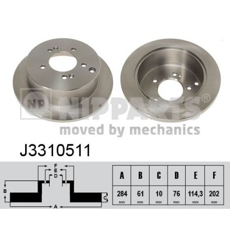 Слика на кочионен диск NIPPARTS J3310511 за Hyundai H 200 BUS (KMF) 2.4 - 135 коњи бензин