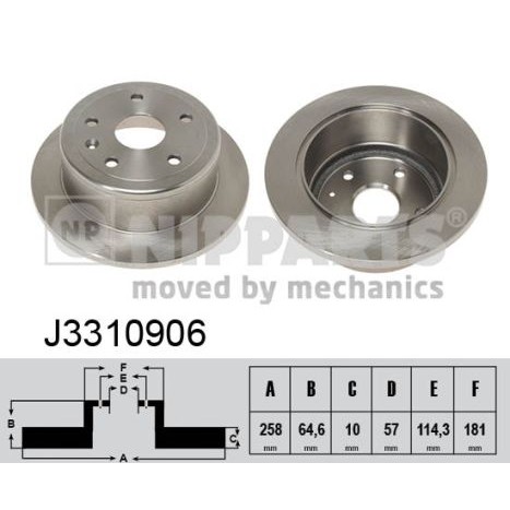 Слика на кочионен диск NIPPARTS J3310906 за Daewoo Evanda KLAL 2.0 - 131 коњи бензин