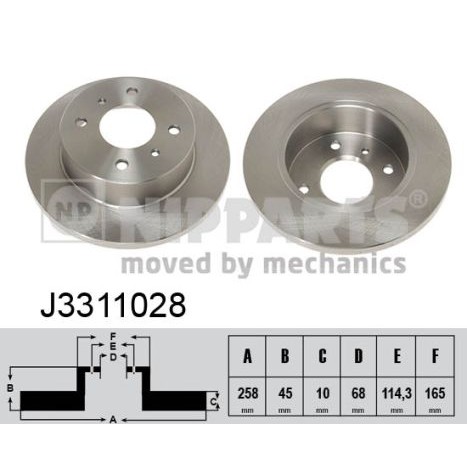 Слика на кочионен диск NIPPARTS J3311028 за Nissan Almera Hatchback (N16) 2.2 Di - 110 коњи дизел