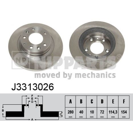 Слика на кочионен диск NIPPARTS J3313026 за Mazda 6 Saloon (GG) 2.0 - 147 коњи бензин