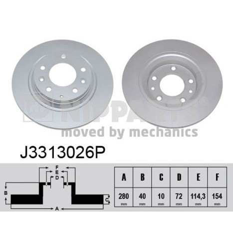 Слика на кочионен диск NIPPARTS J3313026P за Mazda 6 Hatchback (GH) 2.0 MZR - 147 коњи бензин