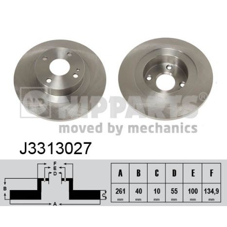 Слика на кочионен диск NIPPARTS J3313027 за Mazda 323 F (BJ) 1.6 - 98 коњи бензин