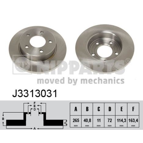 Слика на кочионен диск NIPPARTS J3313031 за Mazda 3 Saloon (BL) 2.0 MZR DISI - 151 коњи бензин