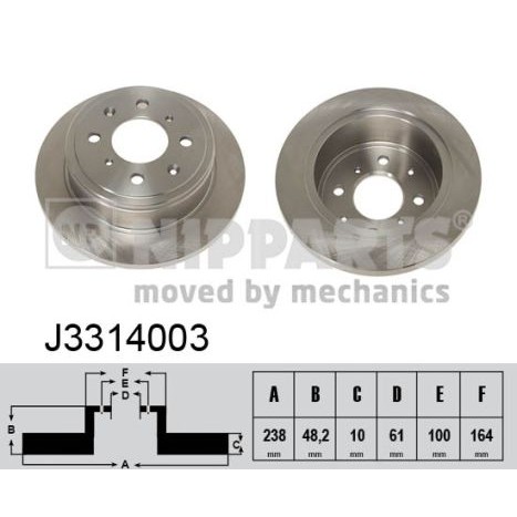 Слика на кочионен диск NIPPARTS J3314003 за Honda Civic 4 Hatchback (EG) 1.5 i 16V (EG4) - 90 коњи бензин