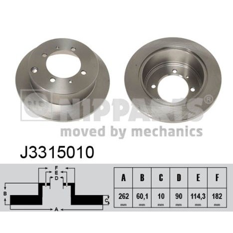 Слика на кочионен диск NIPPARTS J3315010 за Mitsubishi Lancer Saloon (CS A) 1.6 (CS3A) - 98 коњи бензин