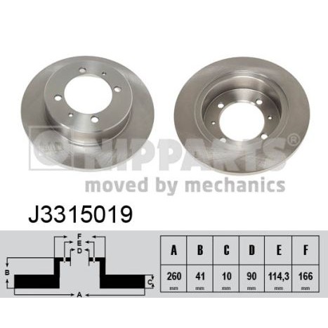 Слика на кочионен диск NIPPARTS J3315019 за Mitsubishi Space Star (DG0) 1.9 DI-D (DG4A) - 102 коњи дизел