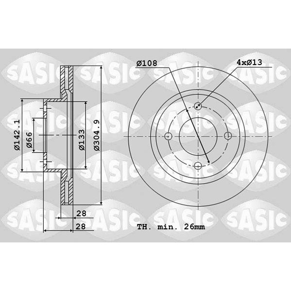 Слика на Кочионен диск SASIC 2464V14J