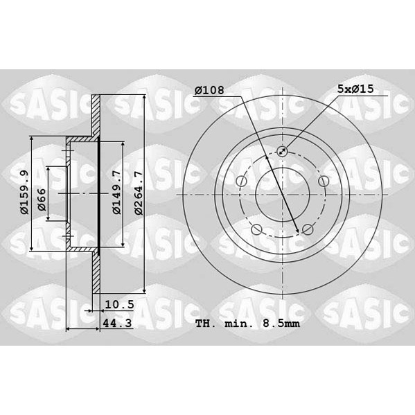 Слика на кочионен диск SASIC 4004280J за Renault Laguna Nevada (K56) 3.0 24V (K56V) - 190 коњи бензин