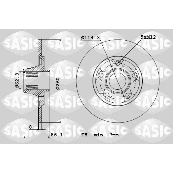 Слика на кочионен диск SASIC 6104029 за Renault Megane 3 Coupe 2.0 dCi (DZ0Y) - 150 коњи дизел