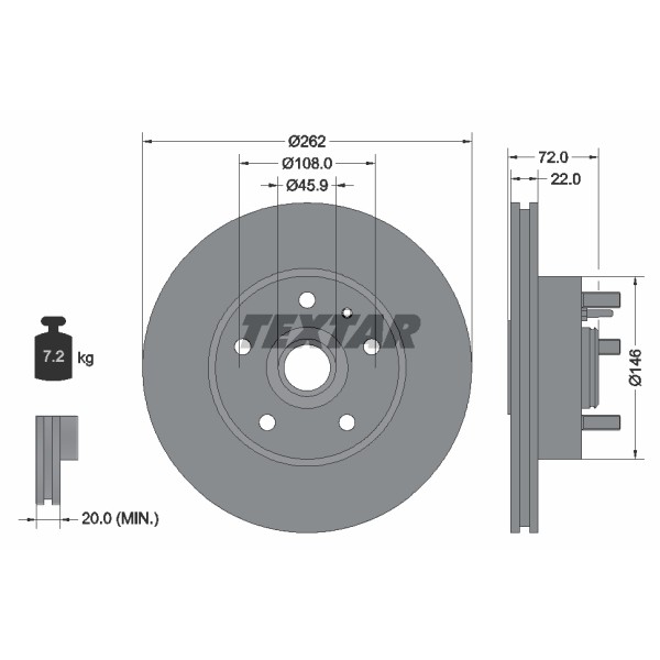 Слика на кочионен диск TEXTAR 92031300 за Volvo 740 Estate (745) 2.0 Turbo - 160 коњи бензин