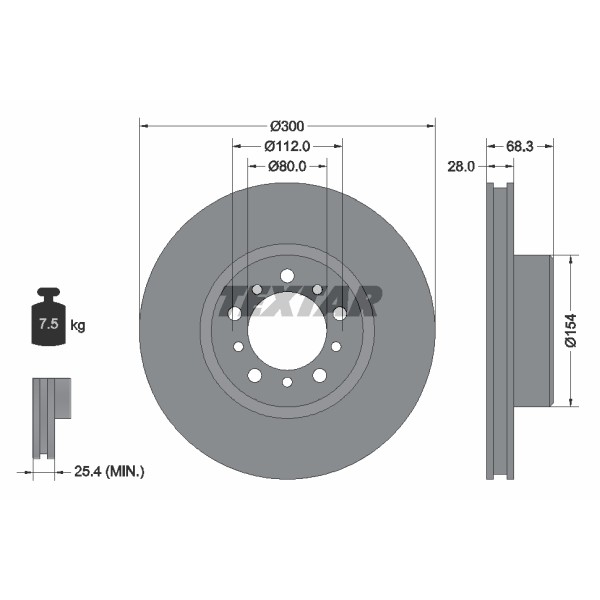 Слика на кочионен диск TEXTAR 92032500 за Mercedes-Benz S-class (w126) 3.8 - 218 коњи бензин