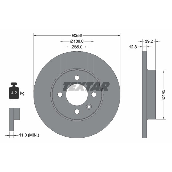 Слика на кочионен диск TEXTAR 92041700 за VW Caddy 2 Box (9K9A) 1.9 SDI - 64 коњи дизел