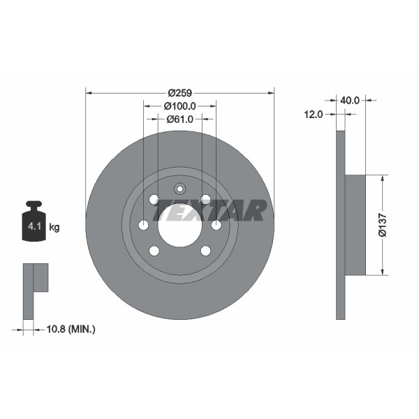 Слика на кочионен диск TEXTAR 92050600 за Volvo 440K (445) 1.7 - 87 коњи бензин