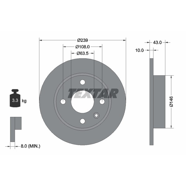 Слика на кочионен диск TEXTAR 92050900 за Ford Fiesta 3 (gfj) 1.3  - 60 коњи бензин