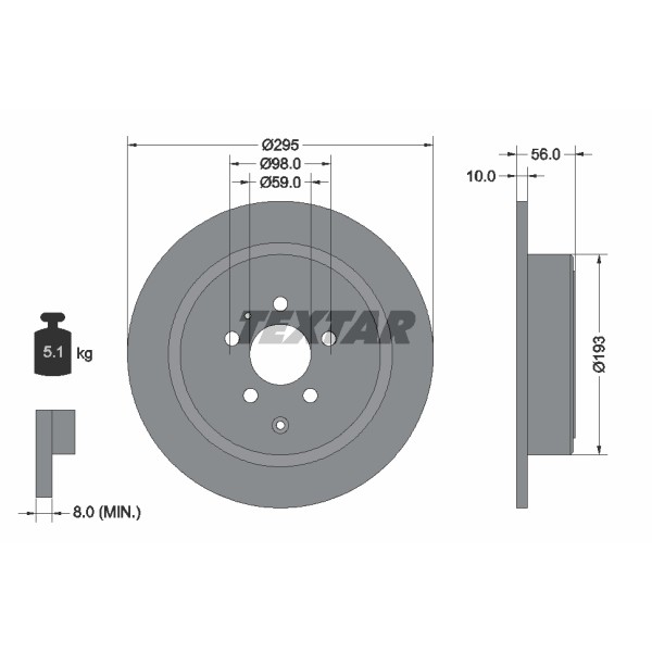 Слика на кочионен диск TEXTAR 92074100 за Lancia Zeta (220) 2.0 16V (220AL5) - 132 коњи бензин