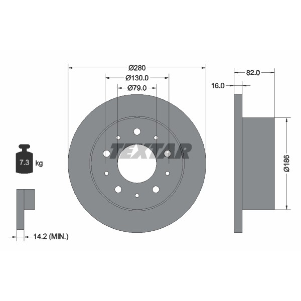 Слика на кочионен диск TEXTAR 92116200 за Fiat Ducato BOX 230L 2.0 - 109 коњи бензин