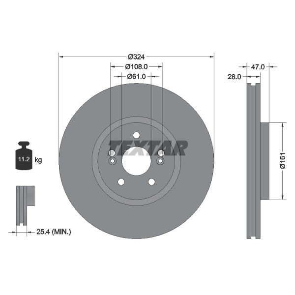 Слика на кочионен диск TEXTAR 92119400 за Renault Vel Satis (BJ0) 3.0 dCi (BJ0J, BJ0N) - 177 коњи дизел