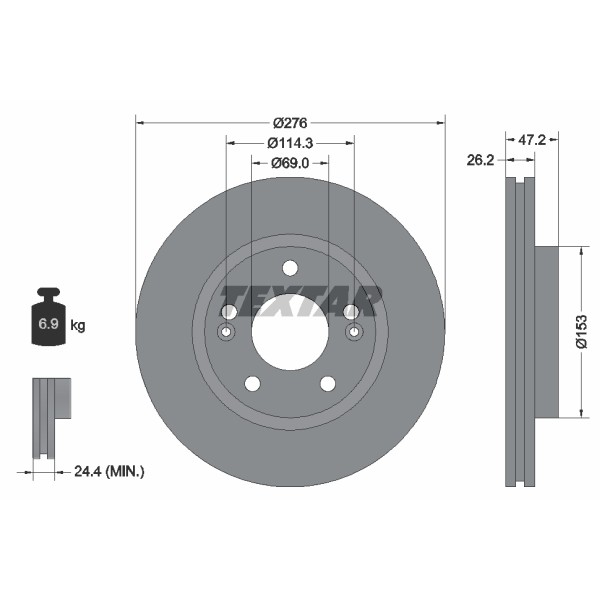 Слика на кочионен диск TEXTAR 92131000 за Hyundai Trajet (FO) 2.0 - 141 коњи бензин