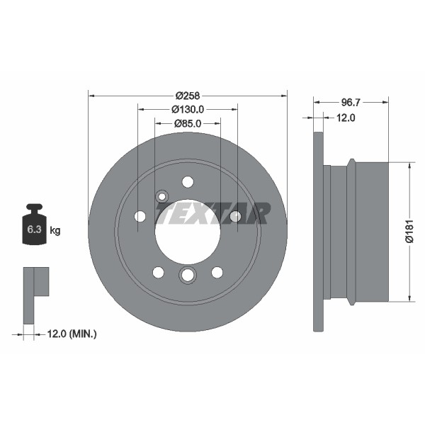 Слика на кочионен диск TEXTAR 92137500 за Mercedes Sprinter 2-t Platform (901,902) 216 CDI - 156 коњи дизел